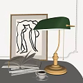 Vintage Table Lamp Republic of China Old-fashioned Table Lamp Hong Kong-style Table Lamp 3d model