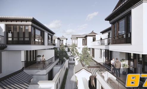 New Chinese-style townhouse villa self-built house 3d model