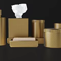 Luxury Golden Bathroom Accessories Set Including Soap Dispenser Tissue Box Holder And Trash Can