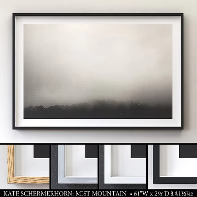 Minimalist Black Frame Featuring Black And White Misty Landscape Wall Art 3d model