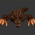 Cartoon Wolf Character With Brown Fur Pointed Ears Fierce Expression And Outstretched Claws