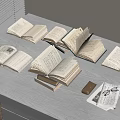 Modern Books Combination Open Books Newspapers Foreign Books 3d model