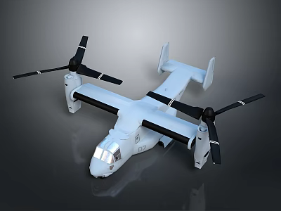 Passenger Aircraft Featuring Modern Tiltrotor Design Four Rotors And White Fuselage 3d model