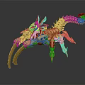 Golden Mechanical Scorpion Game Movie Character Featuring Intricate Blue Accents And Armored Exoskeleton