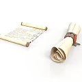 Vintage Paper Scrolls With Unrolled Text And Rolled Up Leather Strap Design