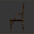 Traditional Chinese Wooden Chair Featuring Armrests Decorative Backrest And Carved Legs