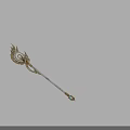 Ornate Magical Staff Featuring Golden Spiral Design Silver Shaft And Blue Gemstone