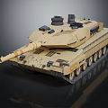 Modern Sand Colored Military Tank with Long Cannon Turret Equipment and Tracks 3d model