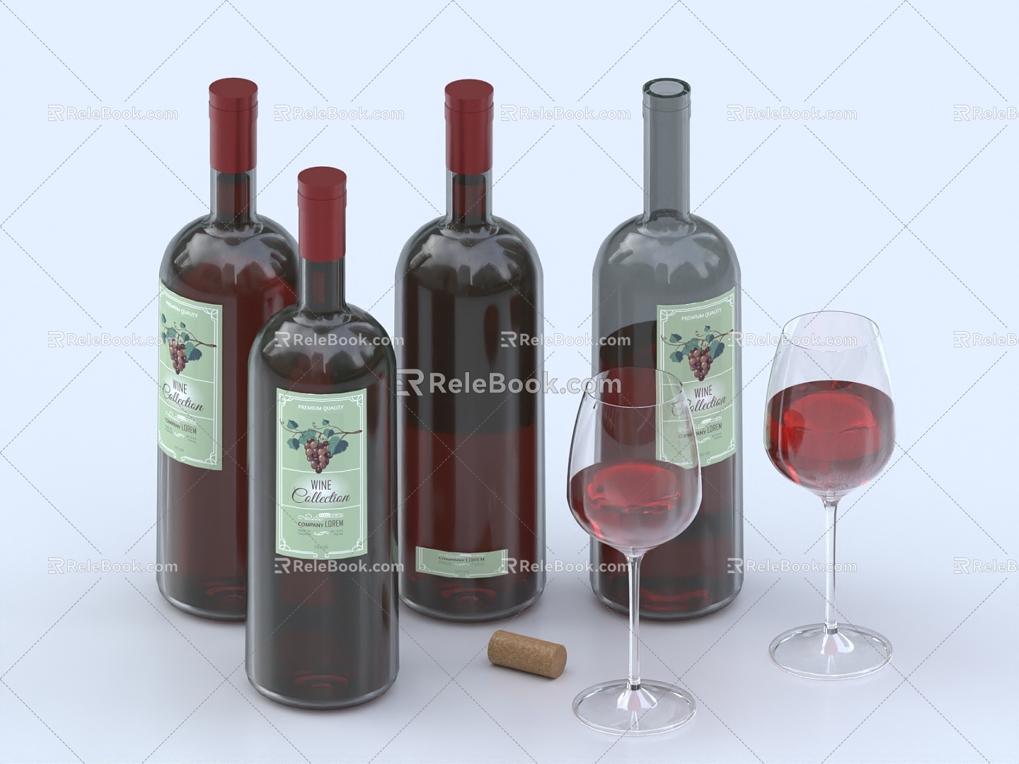 Wine Whiskey Wine Wine Glass Bottle Wine Bottle 3d model