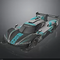 Sleek Blue And White Race Car With Streamlined Body Aerodynamic Rear Wing And Number 20