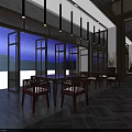 Elegant Banquet Hall Interior Design With Wooden Tables Chairs And Warm Lighting
