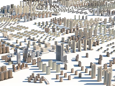 Modern Urban Building Cluster With High Rise Towers And Various Architecture Styles 3d model