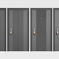 Modern Gray Security Doors With Different Textured Patterns And Brass Handles 3d model