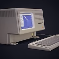 Retro Desktop Computer With CRT Monitor Blue Screen Keyboard And Mouse
