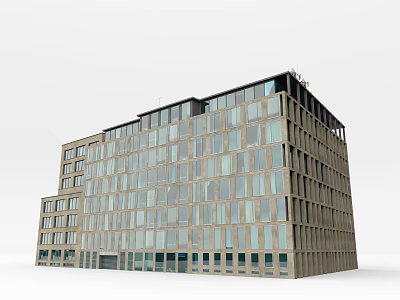 Modern Multi storey Building With Large Glass Windows And Gray Brown Exterior 3d model