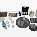 Assorted Wine Bottles and Glasses with Trays Ice Buckets and Various Bar Accessories on