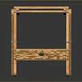 Wooden Folding Stool With Slatted Seat Cross Legs And Metal Rivets