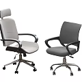 Comfortable Modern Office Chairs With Swivel Base Armrests Light And Dark Gray 3d model