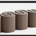 Modern Upholstered Sofa Stools In Gray Brown Beige With Cylindrical Design 3d model