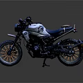 Vintage Blue and White Motorcycle with Classic Design Large Tires and Leather Seat