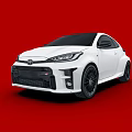 White Toyota Two Door Sports Car with Red Background Black Wheels and Sporty Design