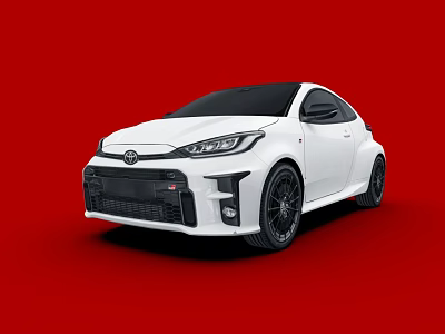 White Toyota Two Door Sports Car with Red Background Black Wheels and Sporty Design 3d model