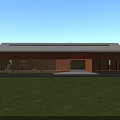 Modern Office Building Exterior With Green Lawn Large CAMP Sign Glass Curtain Wall And Trees
