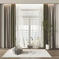 Modern Curtain Window Screen 3d model