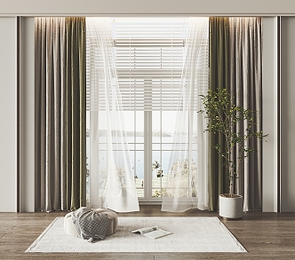 Modern Curtain Window Screen 3d model