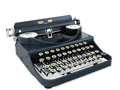 Classic Vintage Office Appliance Old Fashioned Black Typewriter With Mechanical Keys And Retro Design 3d model