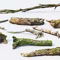 Natural Stone and Wood Logs with Mossy Texture for Decorative Home Design 3d model