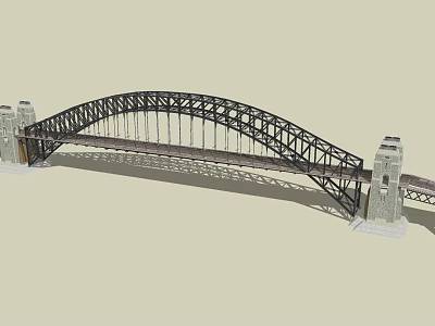 Iconic Steel Arch Bridge Structure With Tower Supports And Classic Design 3d model