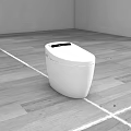Modern Smart White Toilet with Digital Display in Wooden Floor Bathroom