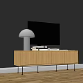 Modern Light Wood TV Stand With Black Legs TV Lamp And Books