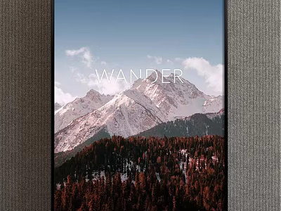 Scenic Mountain Landscape with Snowy Peaks Red Forest and White Clouds in Blue Sky 3d model
