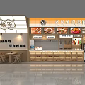 Fresh Ingredients Made to Order Restaurant Interior with Menu Board Dining Tables and Display Cabinets