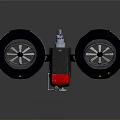 Cosmic Space Exploration Rover with Large Wheels and Red Body Structure 3d model