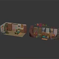 Detailed Interior Room Scene Components With Staircases Sofa And Decorative Elements