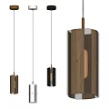Modern Pendant Lights with Wooden Metal Cylindrical Design and Transparent Mesh Details