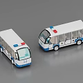 Toy Police Bus Models in White and Blue with Red Emergency Lights