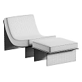 Sleek Modern Lounge Chair With Beige Fabric Metal Frame Ottoman And Color Options