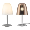 Modern Stylish Table Lamps With White and Copper Shades Metal Base Illuminated Bulb