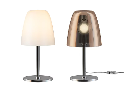 Modern Stylish Table Lamps With White and Copper Shades Metal Base Illuminated Bulb 3d model