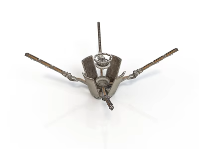 Industrial Metal Equipment With Extended Arms And Central Mechanical Components 3d model