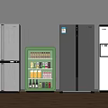 Various Refrigerators And Freezers In Silver Green Gray White With Storage Designs