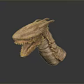 3D Fantasy Snake Monster Head Model Design With Sharp Teeth Ridged Skin And Horned Structure