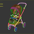 Modern Black Baby Stroller With Brown Handle White Frame And Smooth Wheels