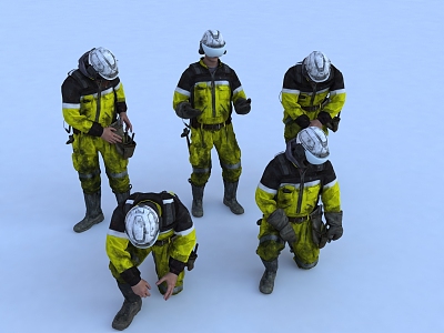 Multi-worker, staff, construction personnel 3d model