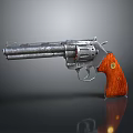 Classic Revolver Weapon With Metal Barrel And Wooden Grip Design