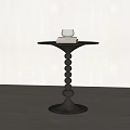 Black Side Table With Round Top And Spherical Beaded Base Featuring White Cup And Books 3d model